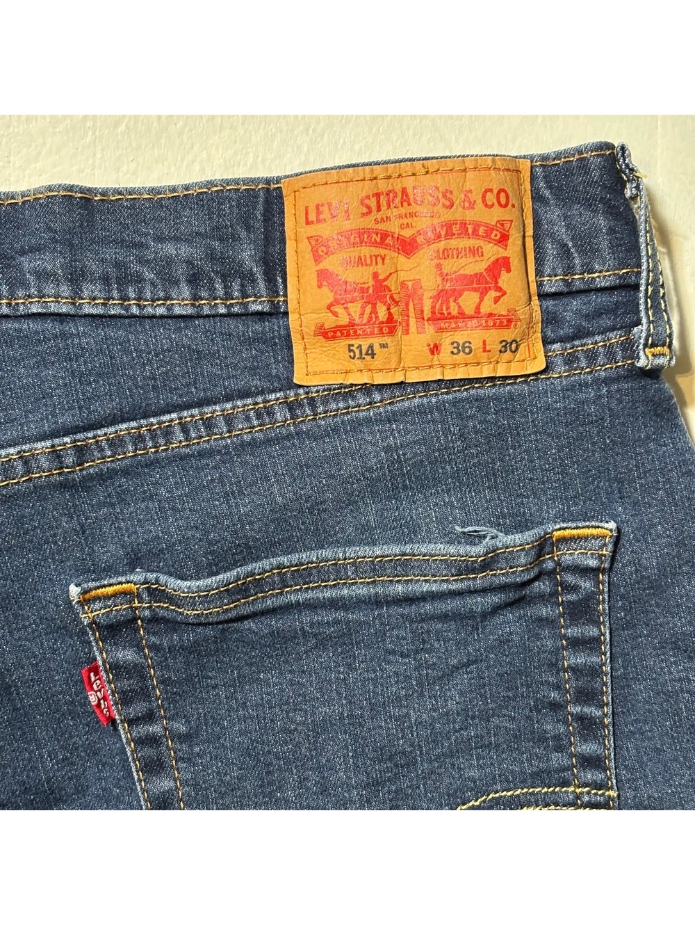 Levi's 514 Straight Fit Jeans Mens 36x30 Dark Wash Stretch Denim